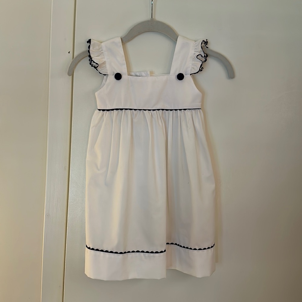 Sweet dreams boutique childrens rickrac white navy dress 3t girls